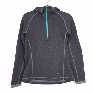 Rab 1/4 zip hoodie fleece lined base layer zip pocket climbing outdoor winter